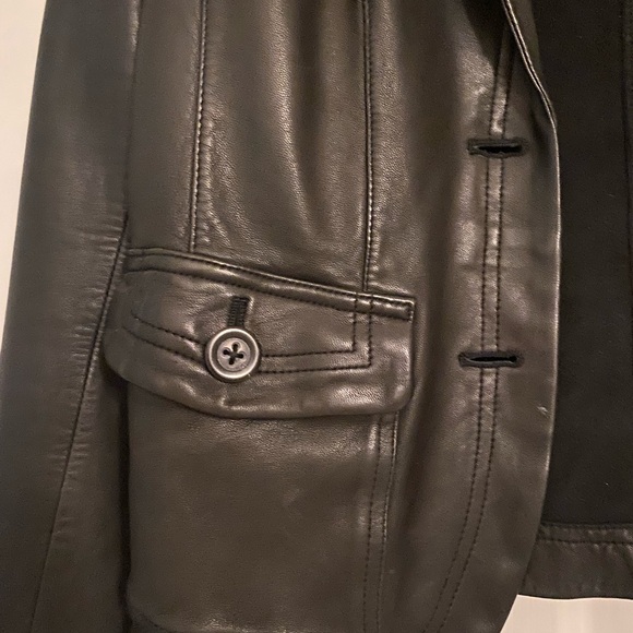 J. Crew Collection Black Leather Chore Blazer Coat - Picture 4 of 5
